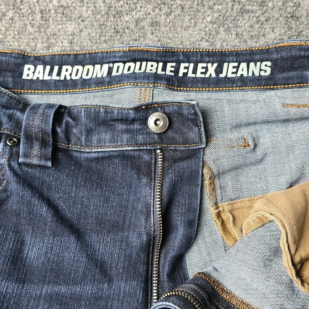 Duluth Ballroom Double Flex Jeans Mens 38x30 Slim Fit Blue‎ Dark Wash Straight